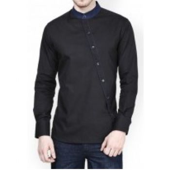 Apparel Black Cross Button Style Designer Shirt Co